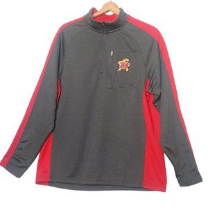 University Of Maryland Terrapins Colosseum Men M Shirt Pullover 1/4 Zip Gray Red